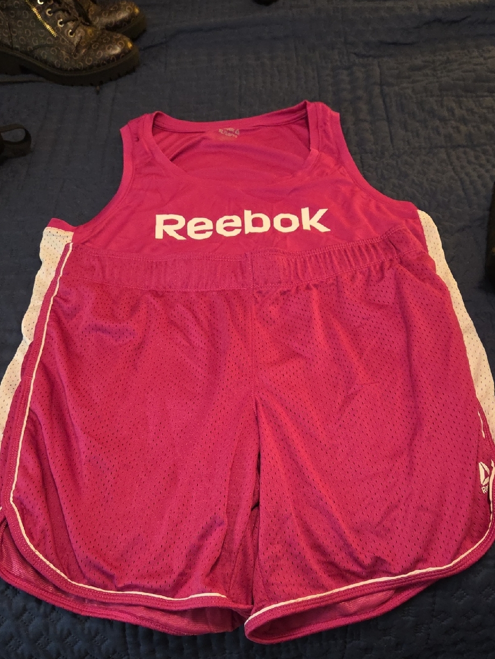 NWOT Reebok Bright Pink Mesh Tank and Shorts Set